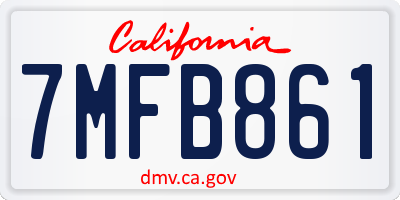 CA license plate 7MFB861