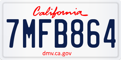 CA license plate 7MFB864