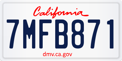 CA license plate 7MFB871