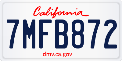 CA license plate 7MFB872