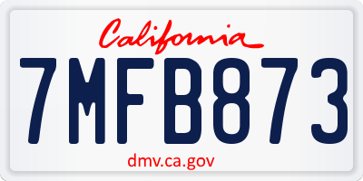 CA license plate 7MFB873