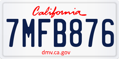 CA license plate 7MFB876