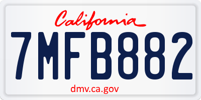 CA license plate 7MFB882
