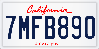 CA license plate 7MFB890