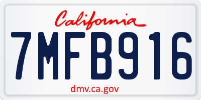 CA license plate 7MFB916