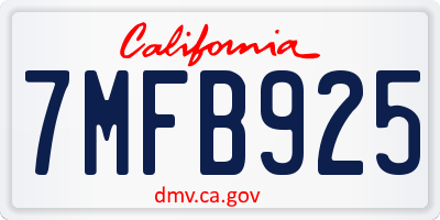 CA license plate 7MFB925