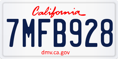 CA license plate 7MFB928