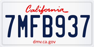 CA license plate 7MFB937