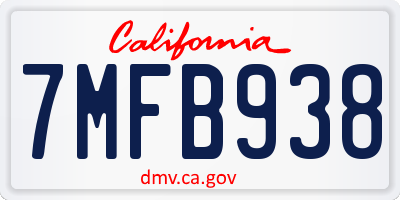 CA license plate 7MFB938