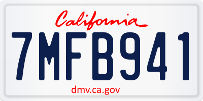 CA license plate 7MFB941