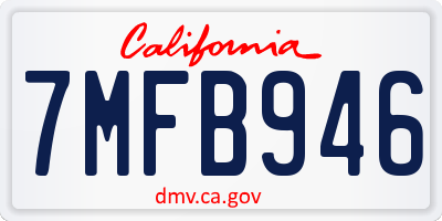 CA license plate 7MFB946