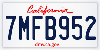 CA license plate 7MFB952