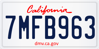 CA license plate 7MFB963