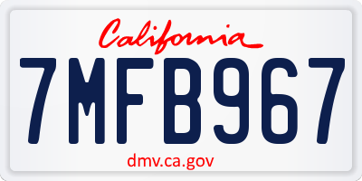 CA license plate 7MFB967