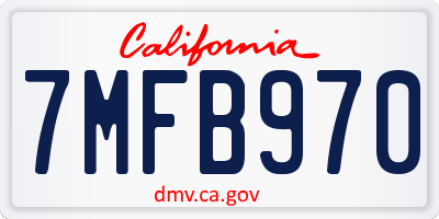 CA license plate 7MFB970
