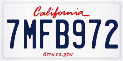 CA license plate 7MFB972