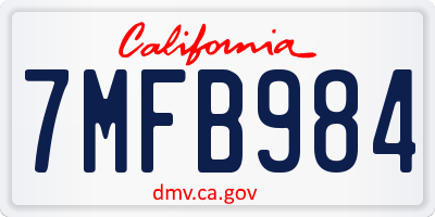 CA license plate 7MFB984