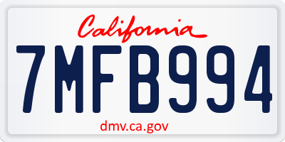 CA license plate 7MFB994