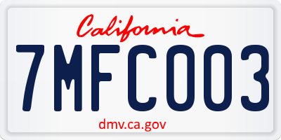 CA license plate 7MFC003