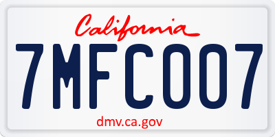 CA license plate 7MFC007