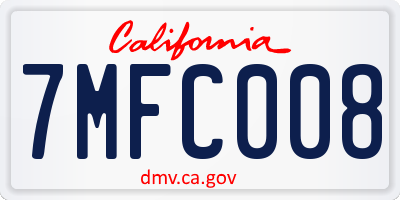 CA license plate 7MFC008
