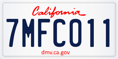 CA license plate 7MFC011