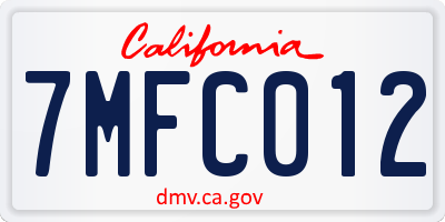 CA license plate 7MFC012