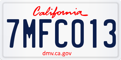 CA license plate 7MFC013