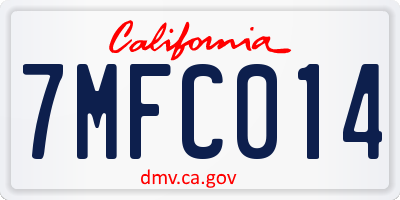 CA license plate 7MFC014