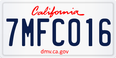 CA license plate 7MFC016