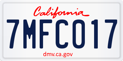 CA license plate 7MFC017