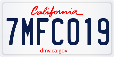 CA license plate 7MFC019