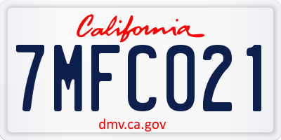 CA license plate 7MFC021