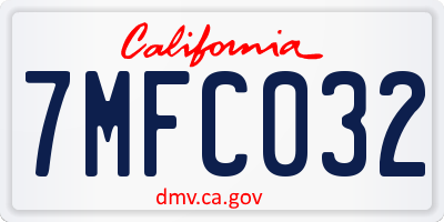 CA license plate 7MFC032