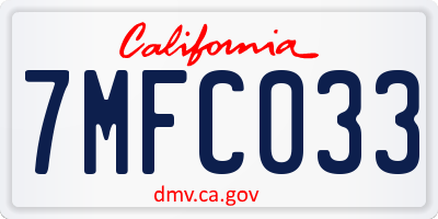 CA license plate 7MFC033