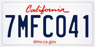 CA license plate 7MFC041