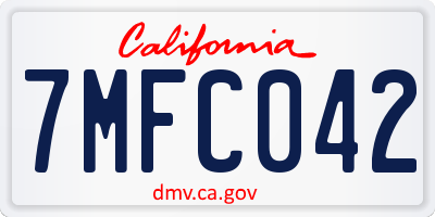 CA license plate 7MFC042