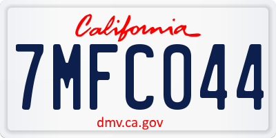 CA license plate 7MFC044