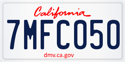 CA license plate 7MFC050
