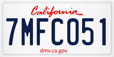 CA license plate 7MFC051