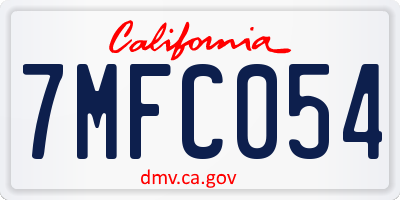 CA license plate 7MFC054