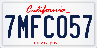 CA license plate 7MFC057