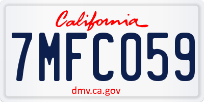 CA license plate 7MFC059