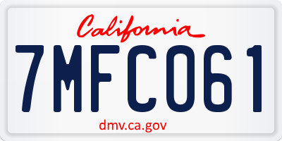 CA license plate 7MFC061