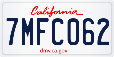 CA license plate 7MFC062