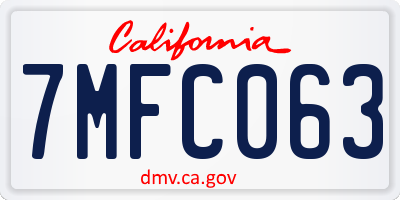 CA license plate 7MFC063