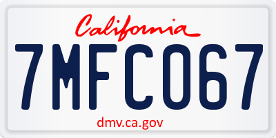 CA license plate 7MFC067