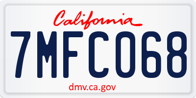 CA license plate 7MFC068