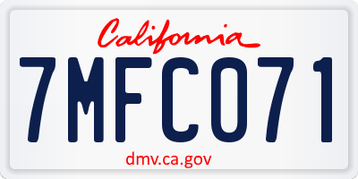 CA license plate 7MFC071