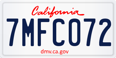 CA license plate 7MFC072